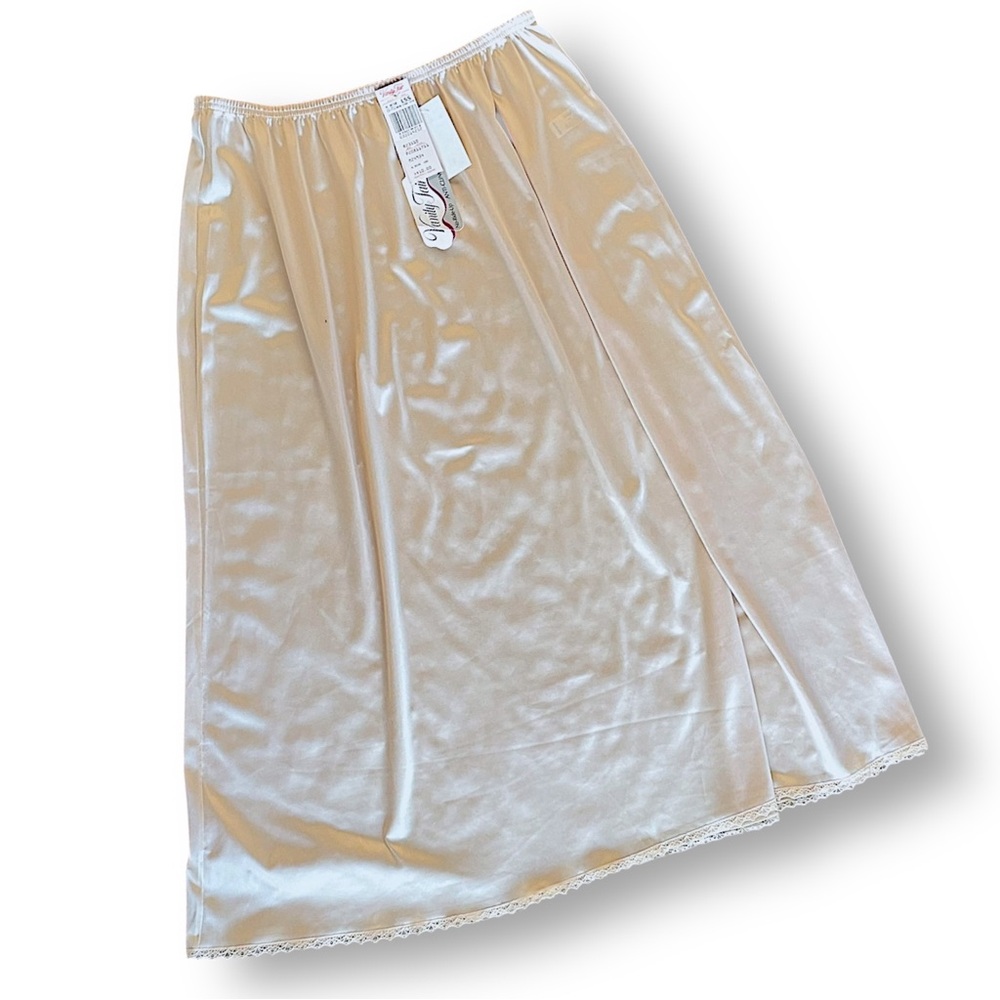 Vintage NWT Cream Satin Half Slip with Lace Trim